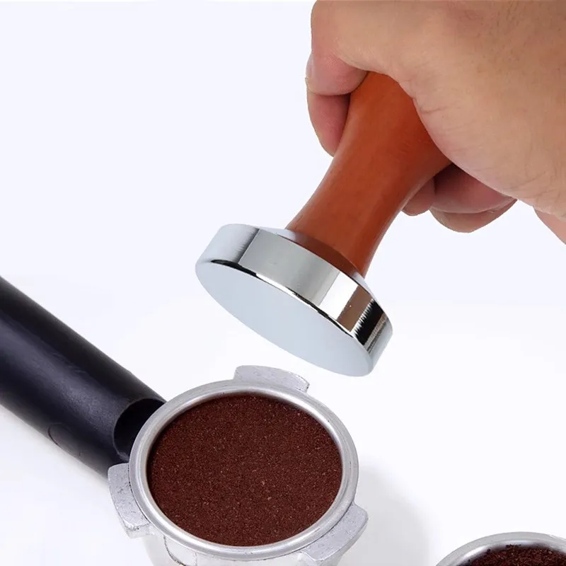 

51mm 53mm 58mm Espresso Tamper Coffee Barista Flat Base Coffee Tampers With Wood Handle Coffee Tool