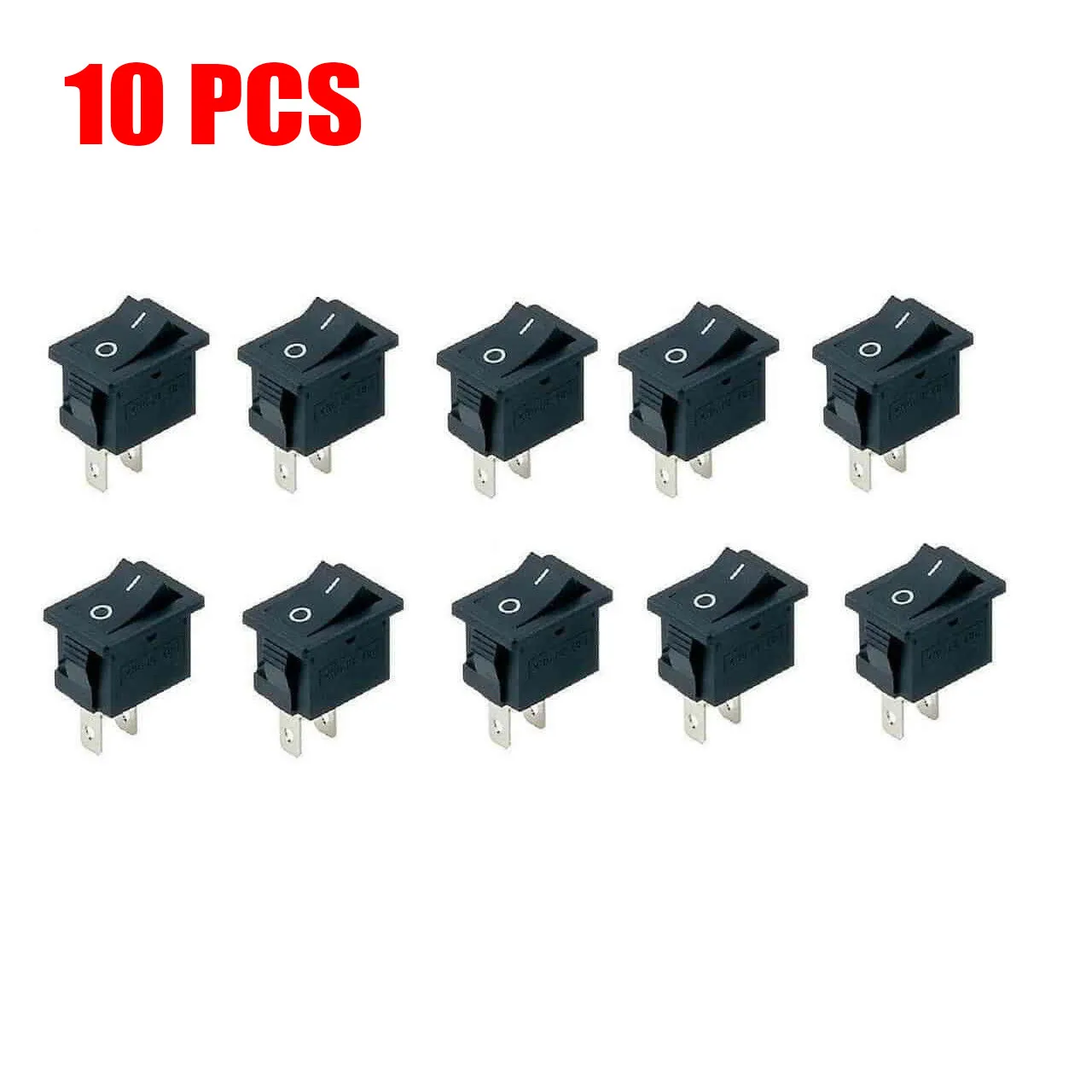 10Pcs Plastic Small Rocker Switch 2 Pin ON-OFF SPST 125VAC/6A 250VAC/3A Black Boat Car Rocker Position Power Switch Black