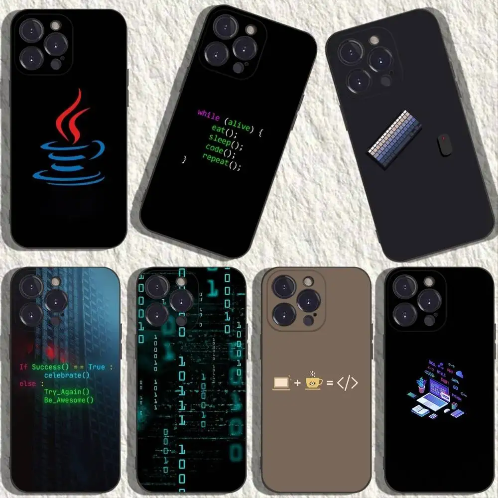 حافظة هاتف جافا لهواتف iPhone 17,16,15,14,13,12,11,Plus,Pro Max,XS,X,XR,SE,Mini,8,7,Soft غطاء أسود من السيليكون #1