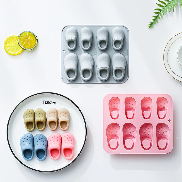 

8 Cavity Hole Shoes Theme Silicone Molds Fondant Candy Chocolate Mould Epoxy Summer Fudge Ice Grid Cake Silicone Mold