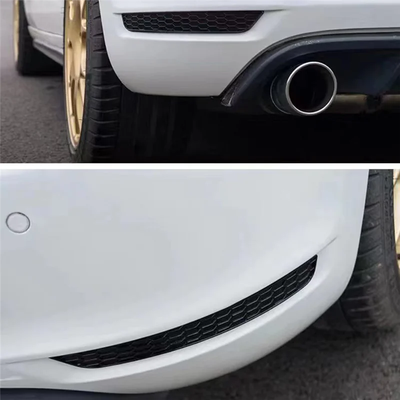 1 ペアハニカムテールリアフォグライトカバートリムスタイリングゴルフ 6 GTI リアバーバンパーリフレクターストリップステッカー Glossy-N32R