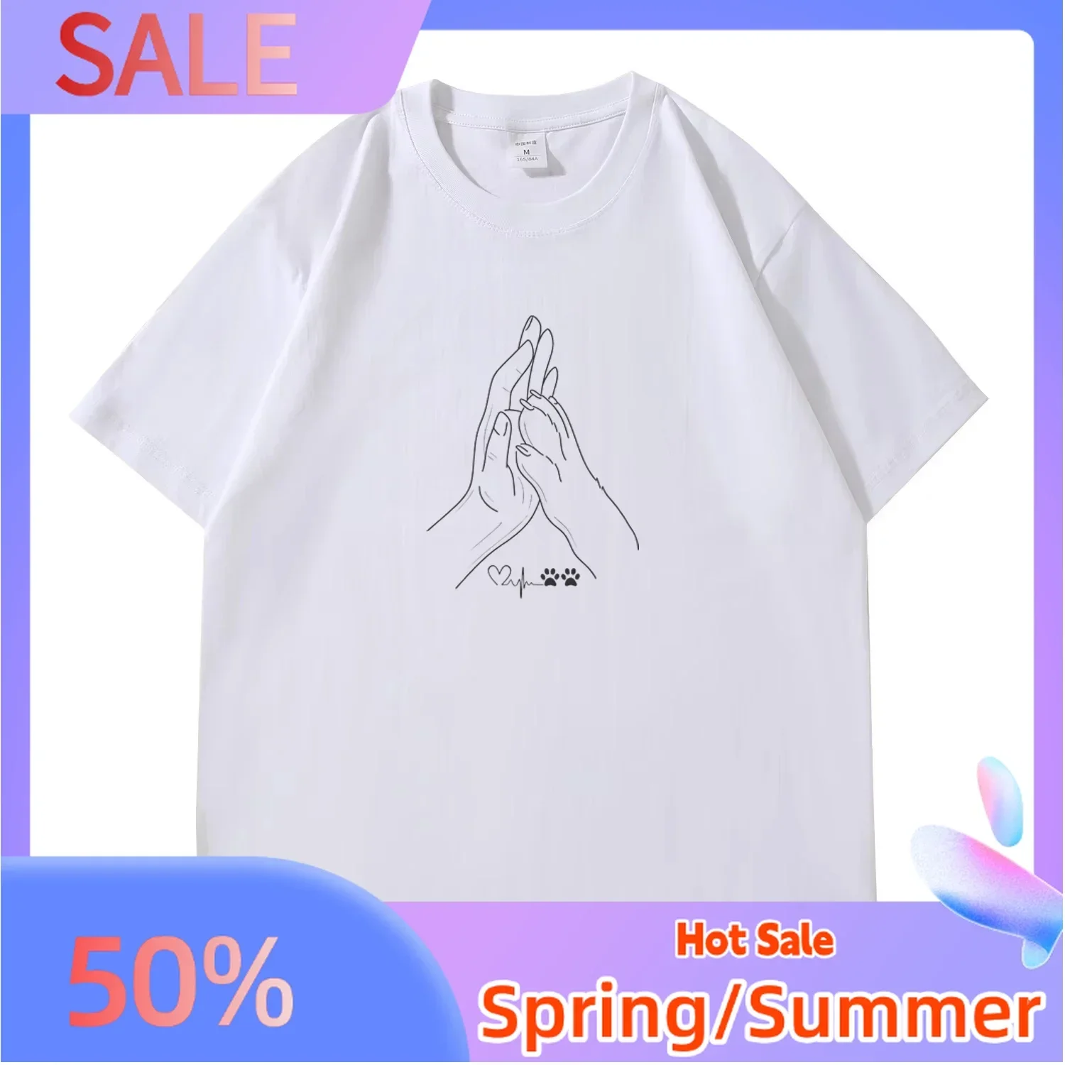 

Футболка с круглым вырезом и принтом «Люди и собаки» на весну и лето, повседневный топ с короткими рукавами, женская одежда