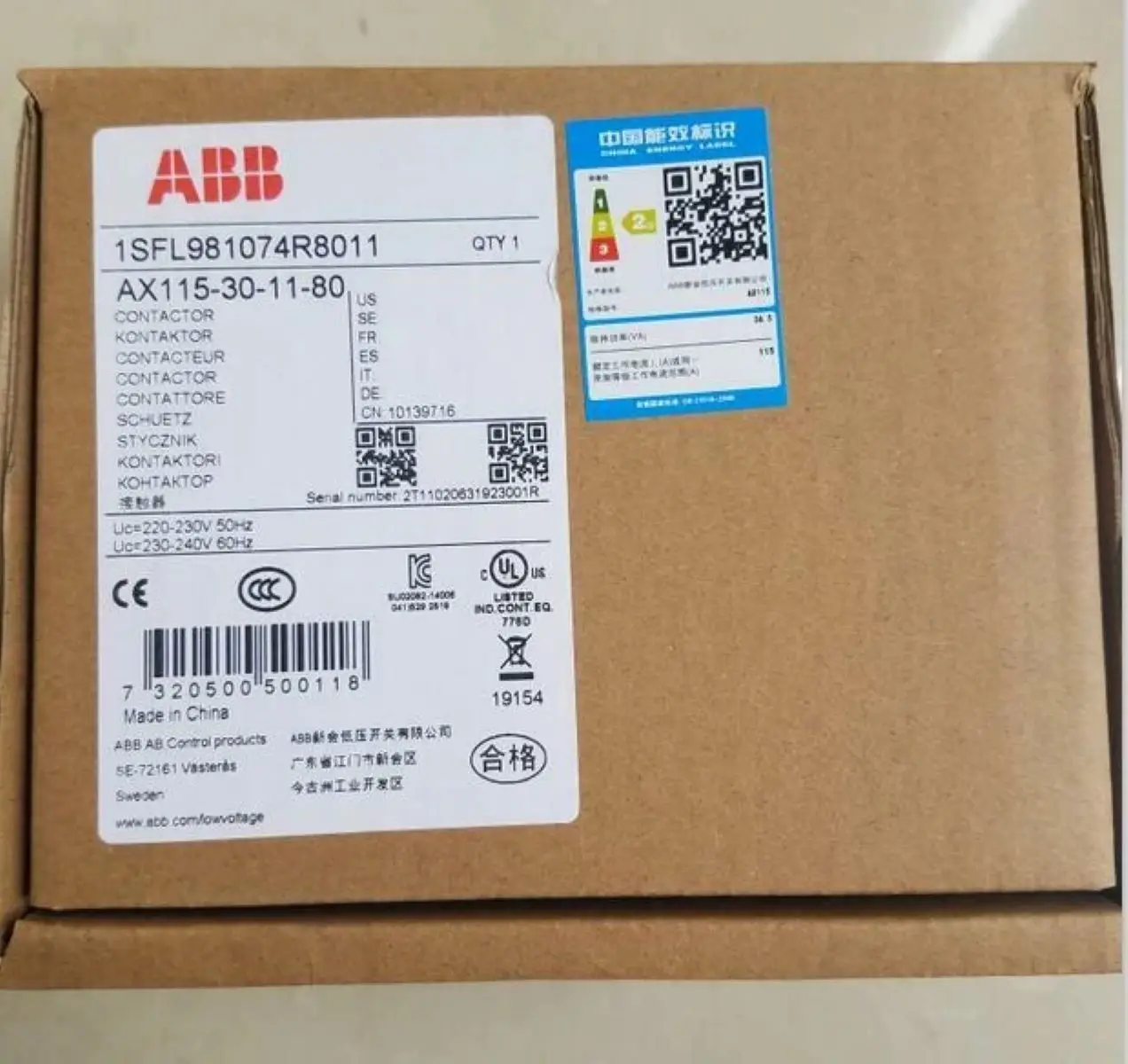 10139716 AX115-30-11-80*220-230V50Hz/230-240V60Hz 1SFL981074R8011 Contactor