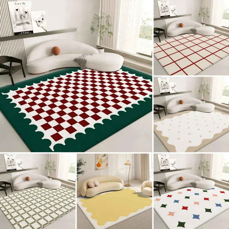 Ins Cream Color Carpet for Home Bedroom Floor Decor Washable Large Size Mat Non-slip Coffee Table Area Rug Bathroom Doormat