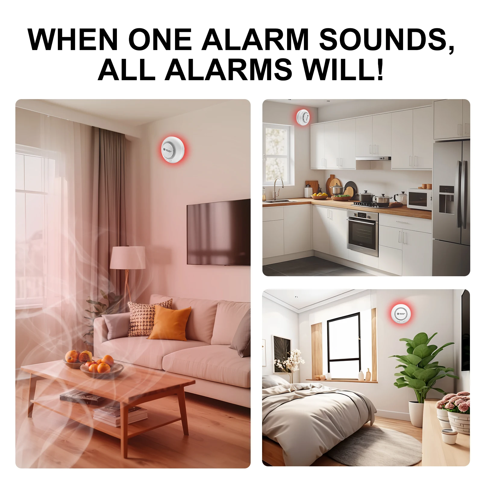 DFA Rilevatore di fumo Allarme antincendio interconnesso wireless Allarme fumo per la sicurezza dell'ufficio della cucina domestica