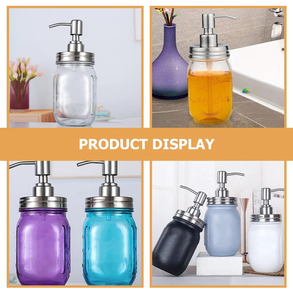Alipis 4Pcs Stainless Steel Jar Soap Dispenser Pump for 70MM Jars Rust Resistant Easy Assembly Multi Use Kitchen Bathroom