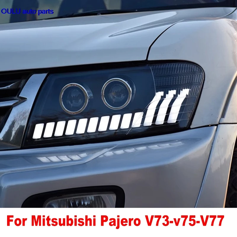 

1 комплект для Mitsubishi Pajero V73 светодиодный модуль двойной объектив в сборе 2004-2014 Montero V75 V77 DRL аксессуары для динамического сигнала