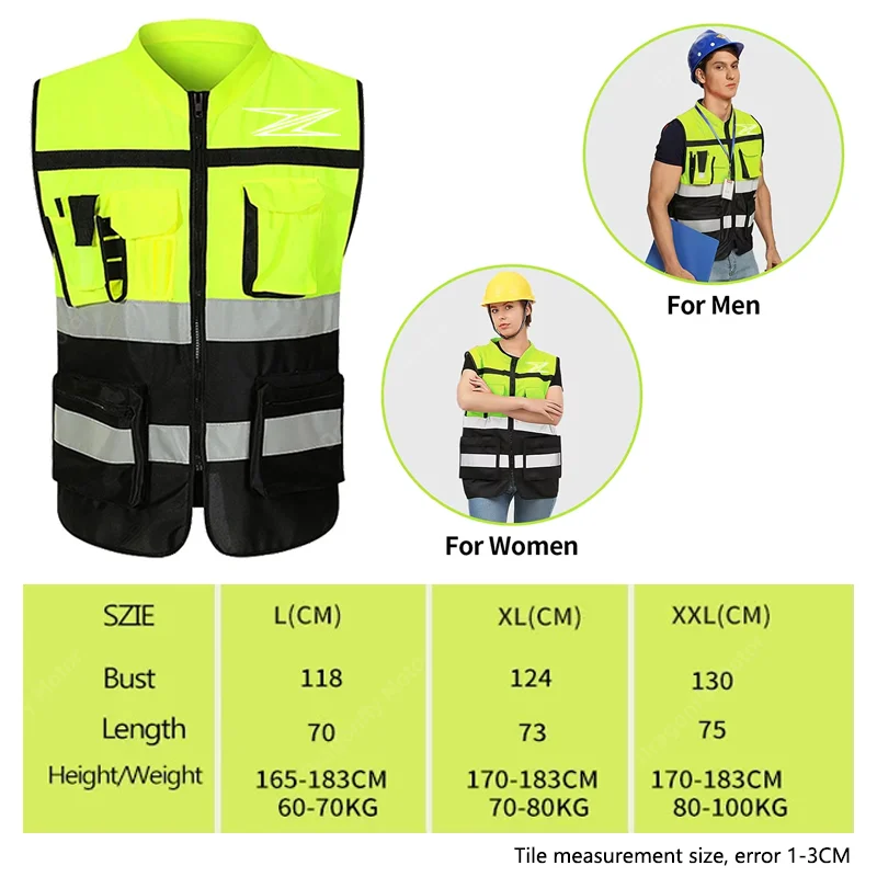 Z Logo Motorcycle Multi Pocket Safety Vest Night Visibility Gear For Kawasaki Z650 Z750 Z800 Z900 Z1000 Z250 Z400