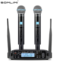 SOMLIMI GLX-24 B58 Dual Channel System UHF Professional Wireless Microphone Karaoke Stage Performance 2 Handheld