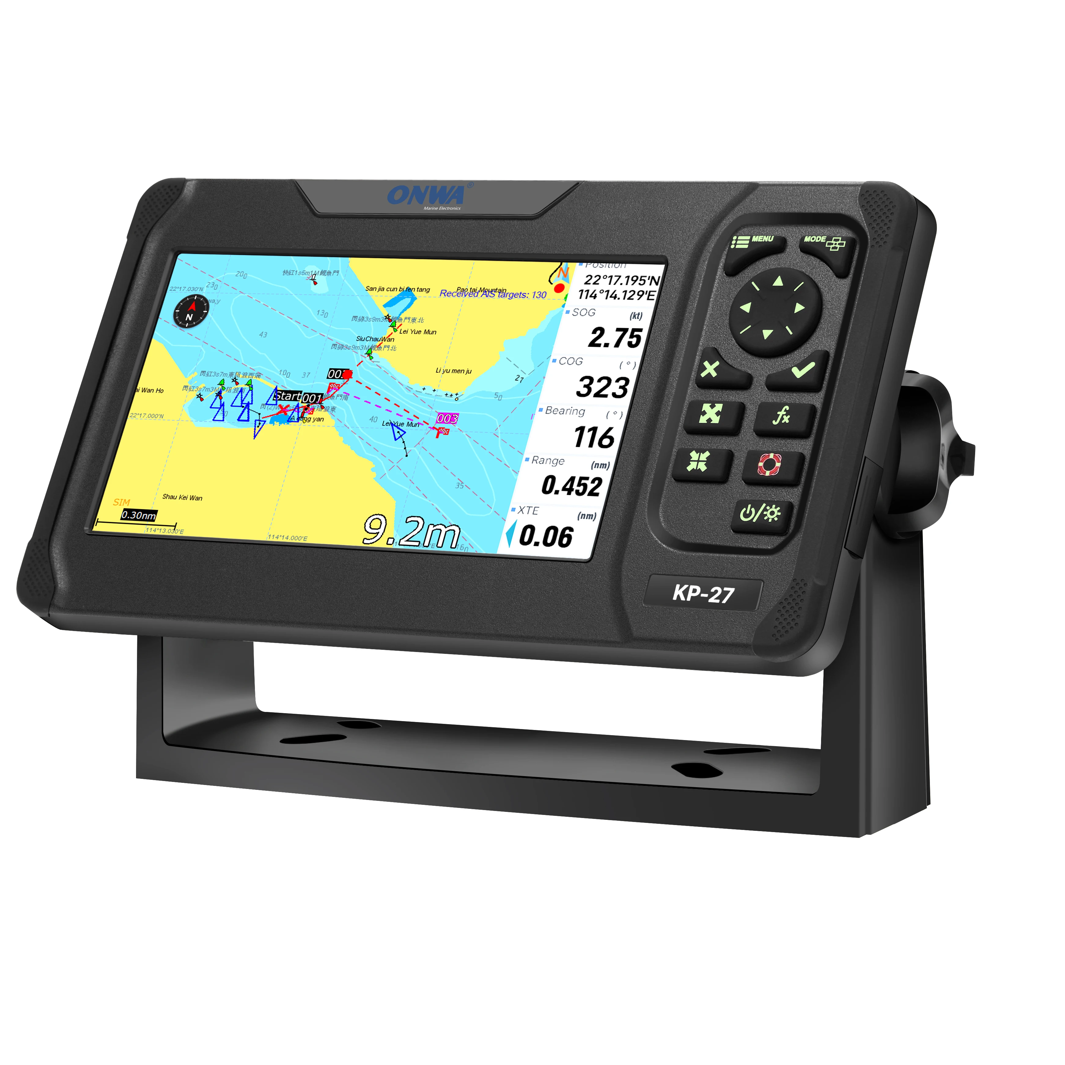 เครื่องนำทาง GPS พร้อมจอแสดงผลแผนที่ขนาด 7 นิ้ว ยี่ห้อ Imarinex พร้อมระบบ AIS และเครื่องหาปลาในตัว