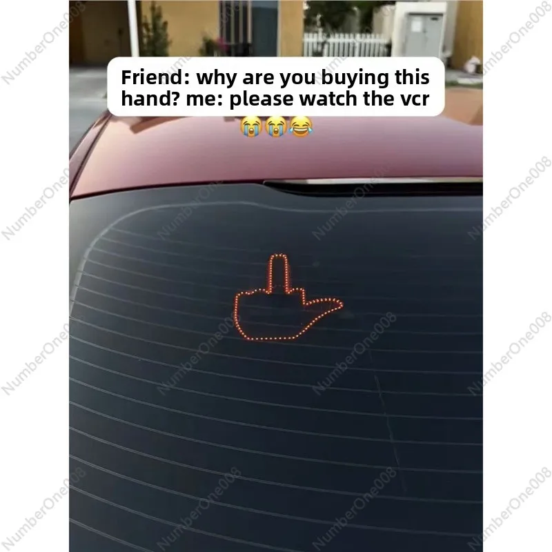 Fun Car Palm Expression Warning Light Nighttime Anti-Collision Safety Warning Light Creative Car Atmosphere Decorative Light