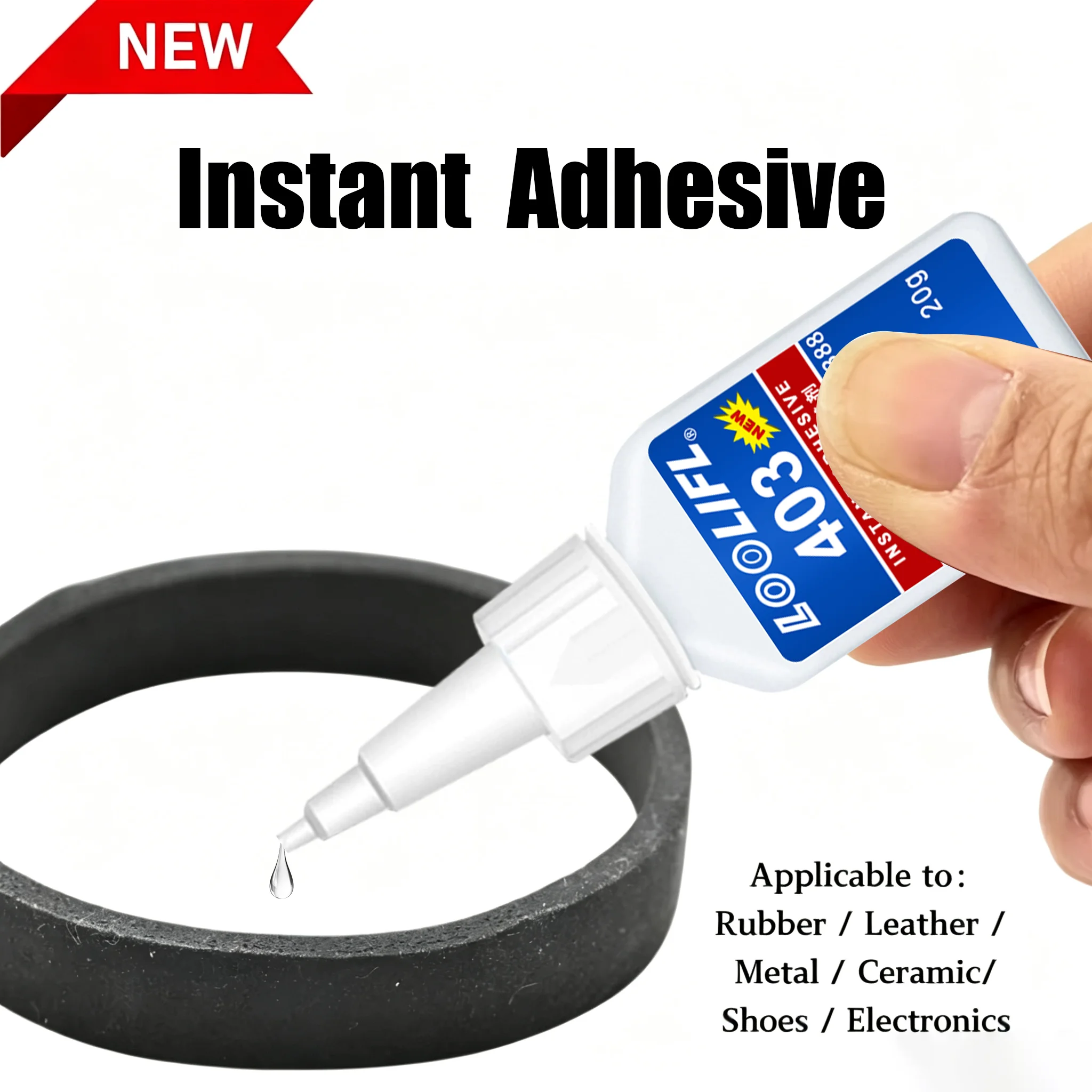 Loolifl Three-Second Instant Adhesive, Strong Glue, Craft Glue, Rubber-Specific Adhesive, Strong Bonding, Quick-Drying, Fine Nozzle Opening, Shock-Resistant, High and Low Temperature Resistant, Transparent Multi-Purpos