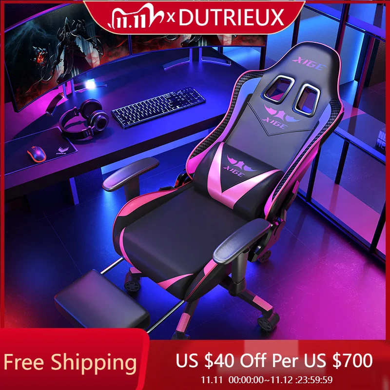 

Ergonomic Recliner Gaming Chair Designer Rotating Footrest Waist Pillow Office Chair Modern Elastic Chaise De Bureaux Furniture