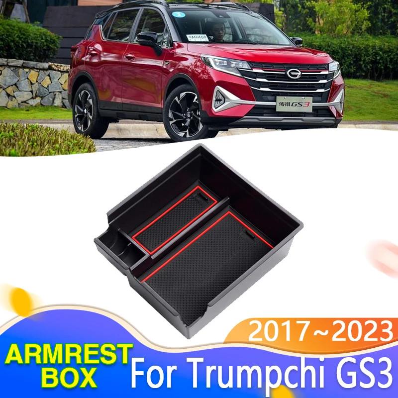 Car Storage Box For Trumpchi GAC GS3 2017~2023 Central Armrest Phone Frame Organizer Holder Car Accessories 2018 2019 2020 2021