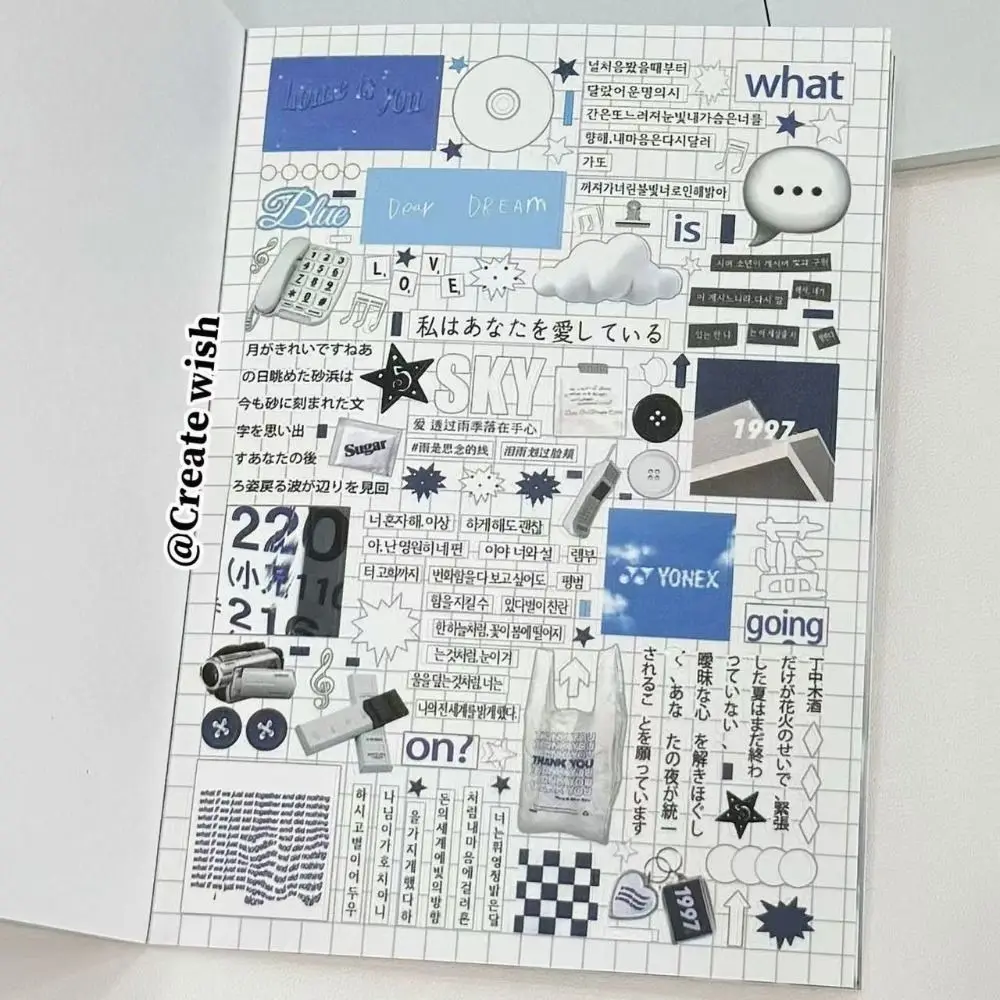 Japanese Style Sticker Book Cut Film Sheets Booklet Format Scrapbook Stickers Collage Layout Mixed Motifs Decorative Stickers
