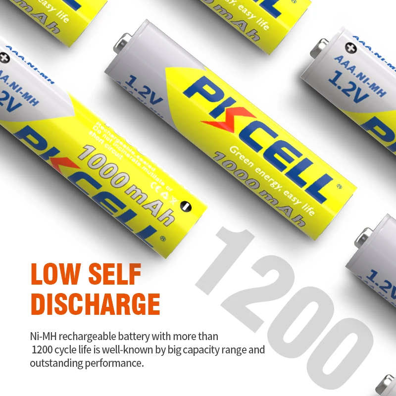 40PCS PKCELL High Power Rechargeable AAA Batteries Pre-Charged 1000mAh Ni-MH Triple A Batteries With Long-Lasting