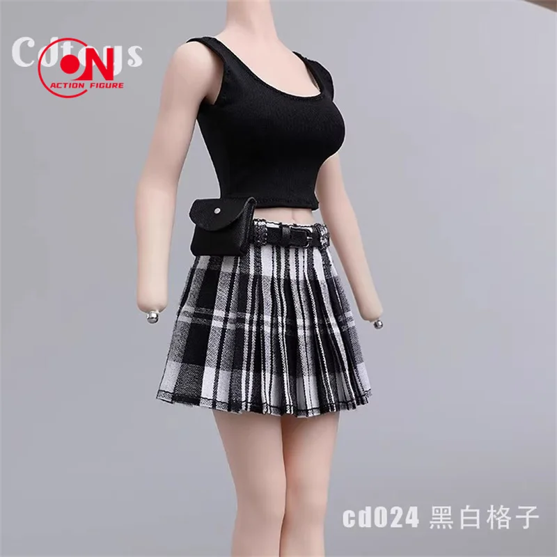 cdtoys cd024 Escala 1/6 Falda plisada femenina Chaleco Conjunto de cinturón Modelo de ropa Ajuste 12 ''TBL PH JO Soldado Figura de acción Cuerpo Muñecas