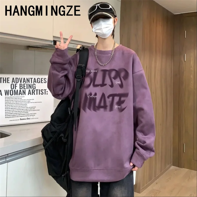 2024 New Style Men Round Neck Printing Sweatshirt Long Sleeve T-Shirt American Style Loose Fit Oversize Jacket Casual Sweatshirt