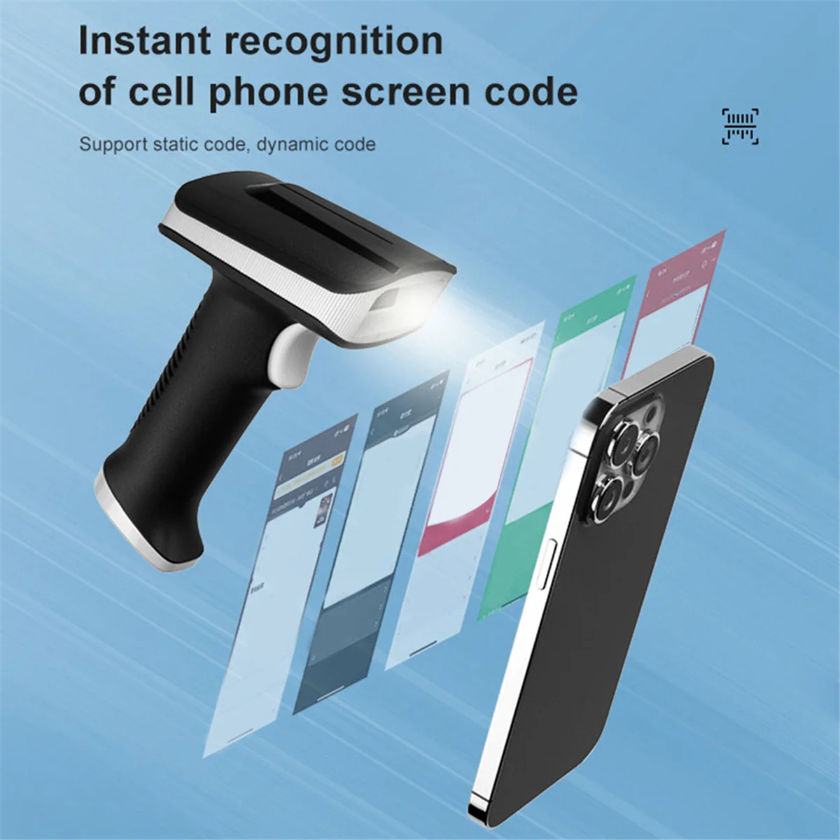 

Handheld Bluetooth Barcode Scanner QR Code Wireless 1D 2D Barcode Reader with Base for Supermarkets
