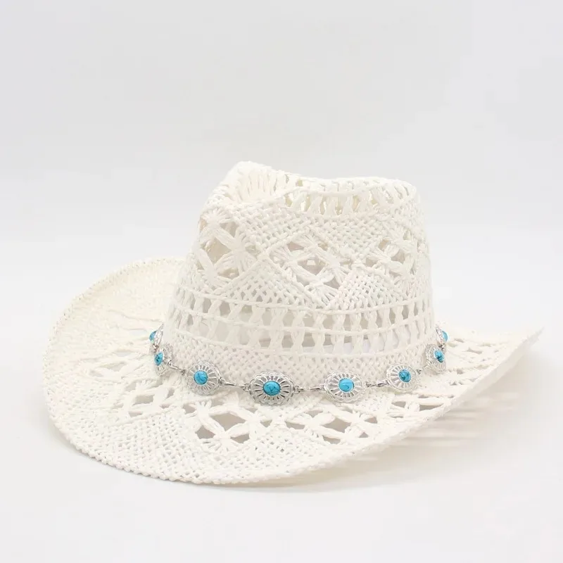 Vintage Sommer Strand Bohemian Strohhut mit Muscheln für Damen und Herren, Western Cowboyhüte mit Holzperlen, Ausgehöhlter Sonnenhut, Urlaubsmütze – Detail 22