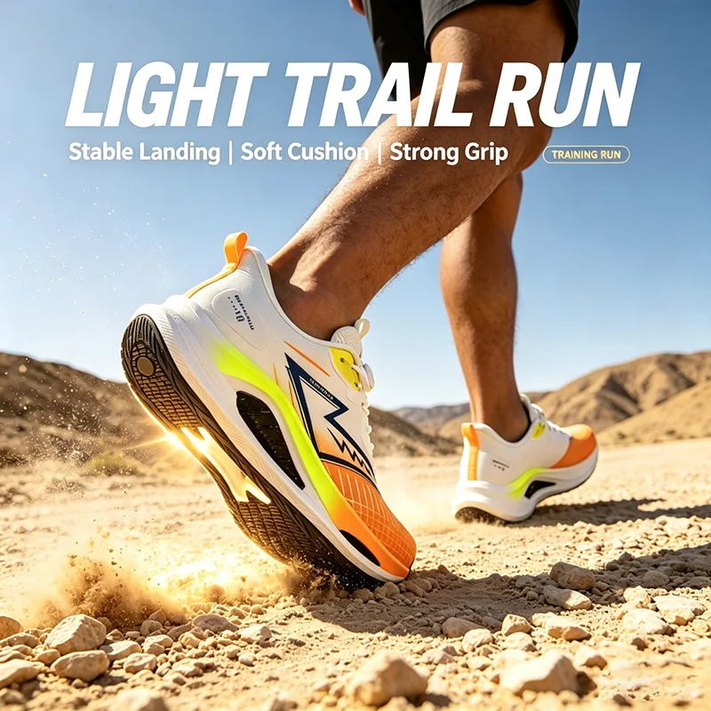 Stable Landing Ultra-Light Carbon Plate Speed Running Shoes Non-Slip High-Rebound Athletic Sneakers for Men Trail Speed Training