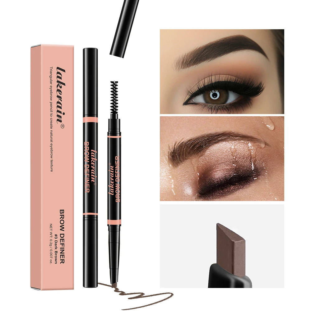 2 في 1 قلم الحواجب مستحضرات التجميل المهنية ماكياج للنساء 3 ألوان مقاوم للماء الحاجب فرشاة الوشم قلم الحواجب طويل الأمد