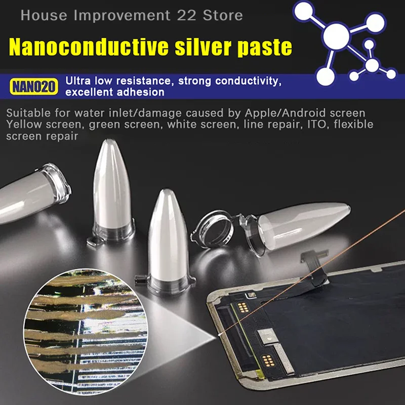 MECCANICO Nano Pasta d'argento conduttiva NANO20 Per il telefono Riparazione del telefono Android Riparazione del circuito dello schermo flessibile ITO Pasta d'argento anche