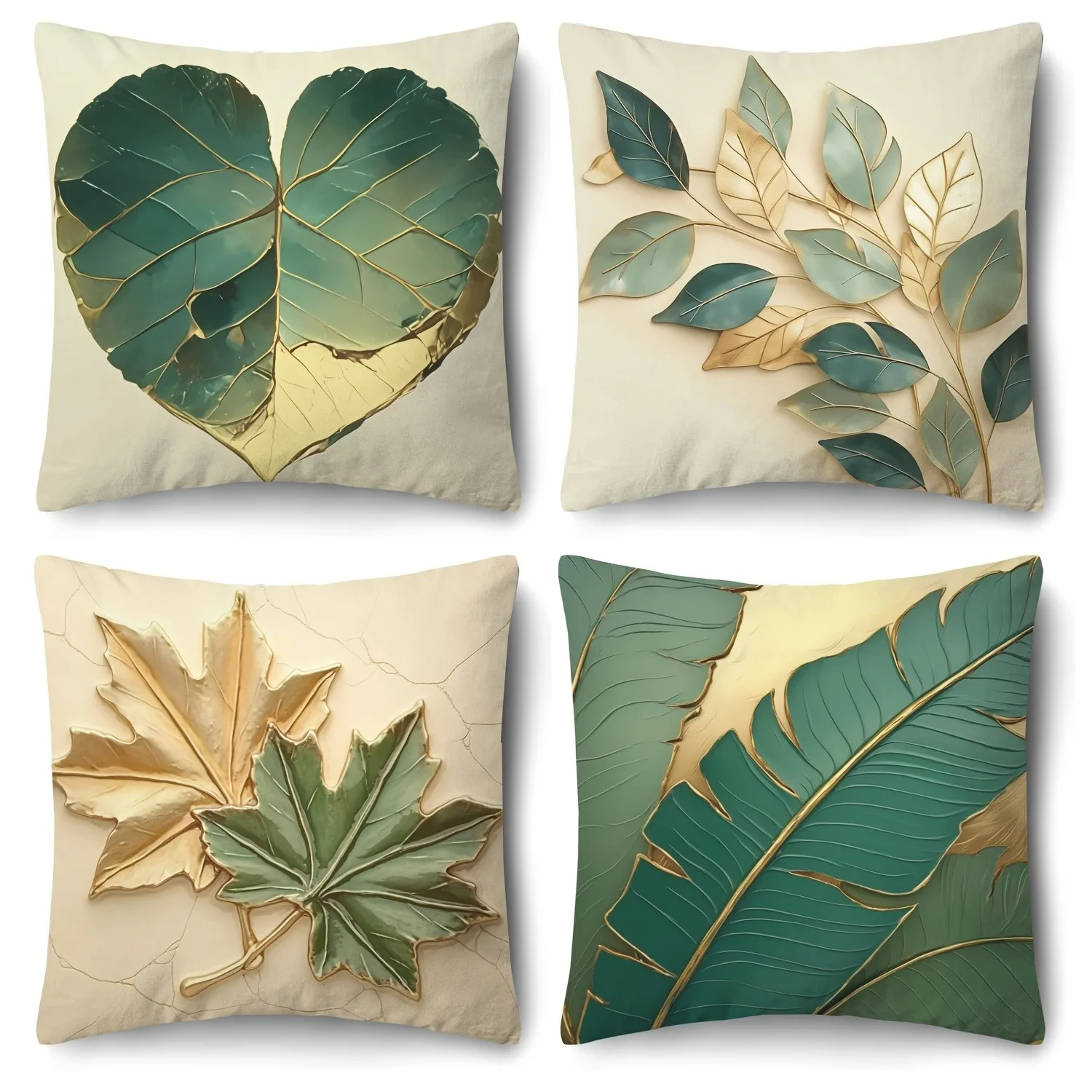 Leaf printed pillowcase modern home room decoration living room sofa cushion cover without pillow core polyester material