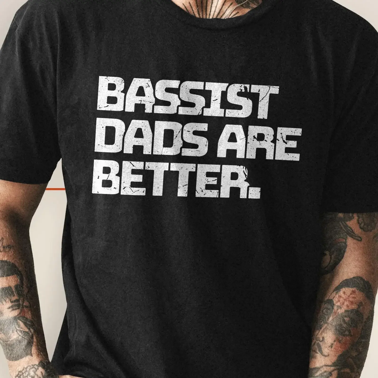 Bassist Dads Are Better Funny T Shirt Vintage Organic Cotton Musician Dad for Husband Bass Player Casual  vintage Washed