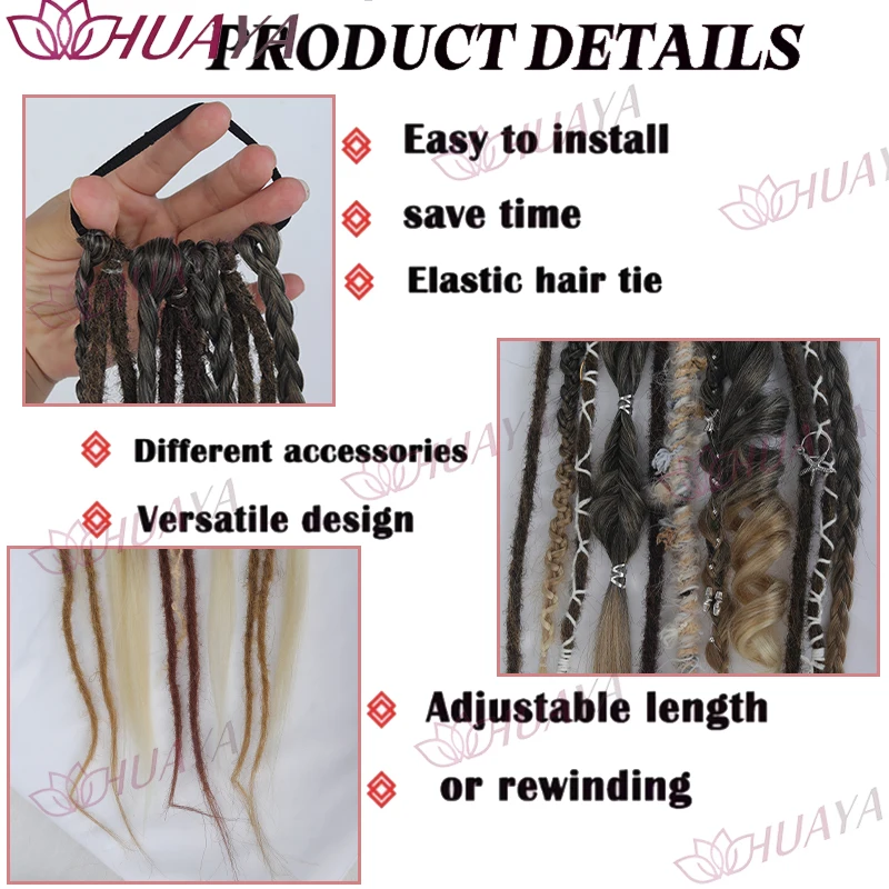Women’s Synthetic Fiber Cool Girl Dreadlock Hair Extensions, High Elastic Tie, Perfect for Daily & Party Styles image 2