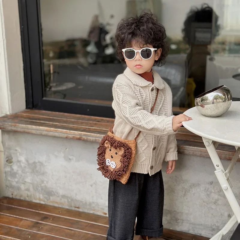 Bolso cruzado para niños, bolso de hombro tipo bandolera con diseño de León de dibujos animados, bolsos de moda para madres y niños, bolsos y bolsos para niñas, aseoка Ж misce