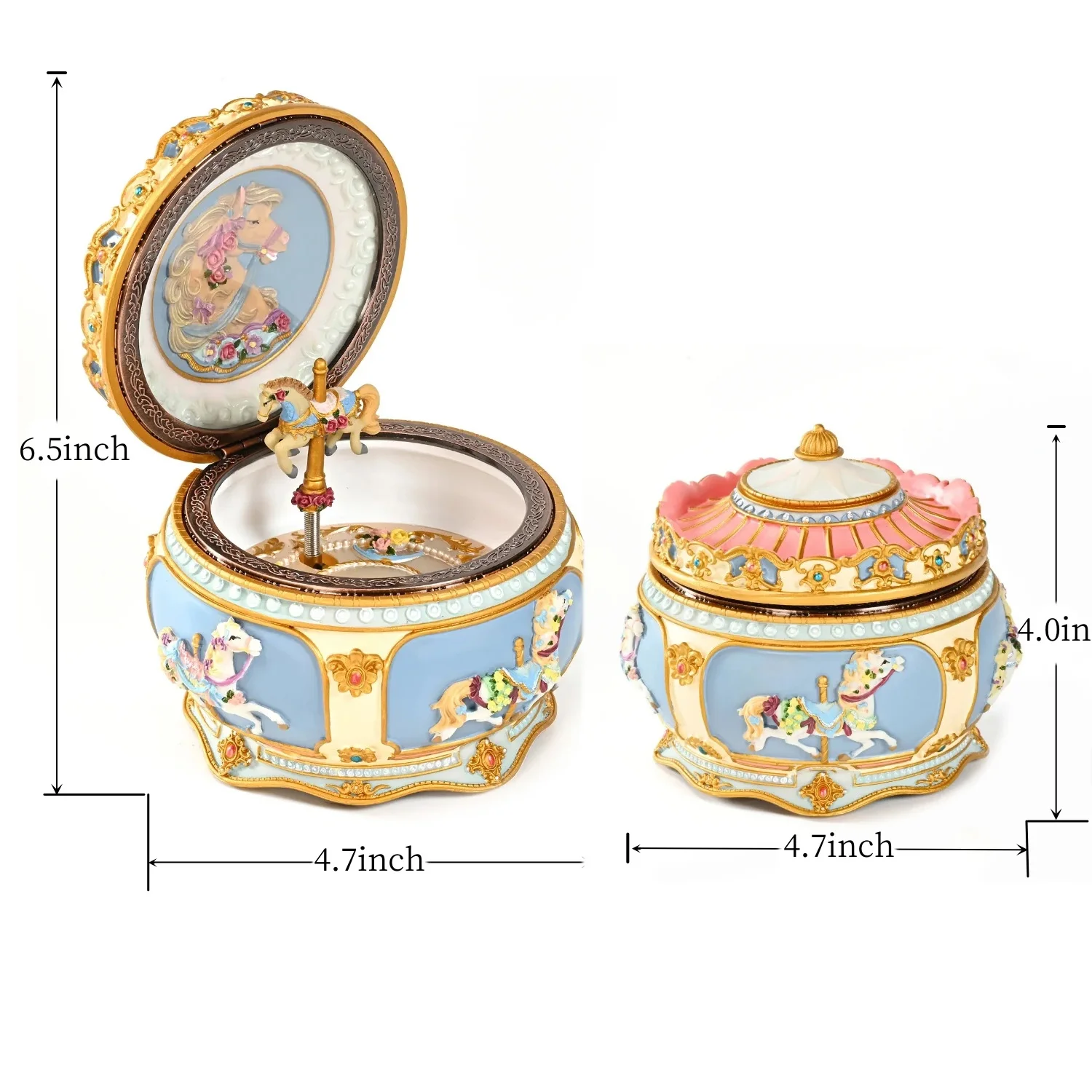 Merry-Go-Round Carousel Music Box with Sankyo 18-Note Movement - Exquisite Musical Gift for Girls, Women & Kids - Birthday