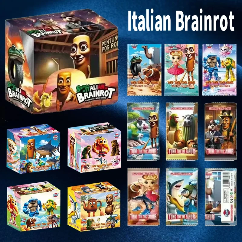 

Итальянский Brainrot Tung Sahur Card Tralalero Tralala Collection Card Bombardino Crocodilo Shimpanzini Bananini Battle Carte Toys