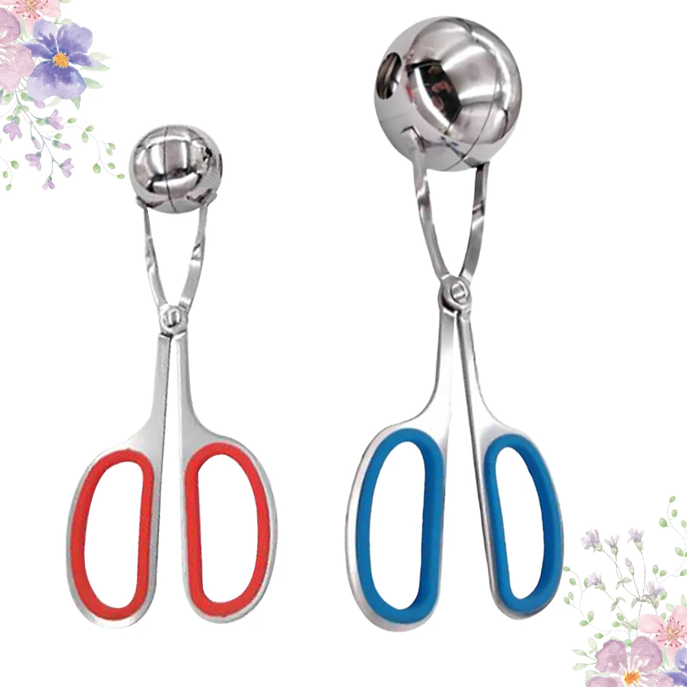 

2 Pcs Meatball Holder Convenient Kitchen Clip Scissors Clips Practical Stainless Steel