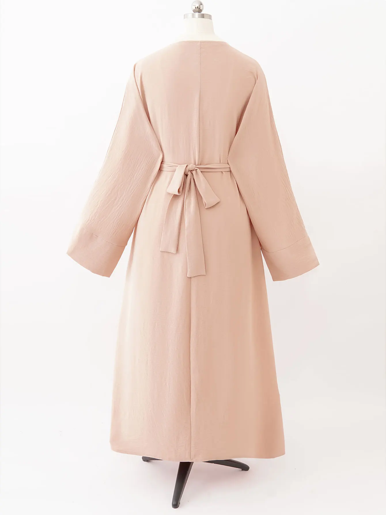 عباية نسائية إسلامية جديدة لعام 2025 برقبة دائرية وتصميم مشط للخصر لأحداث دينية لرمضان في الشرق الأوسط وملابس يومية متواضعة