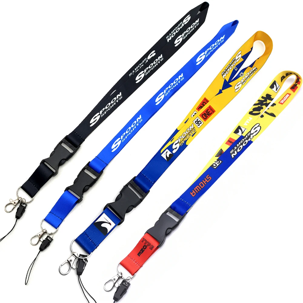 4 Styles JDM Racing Car Lanyard Spoon Sports Phone ID Card Strap Keychain Keyring Keyfob For Honda Civic Fit Odyssey Accessory