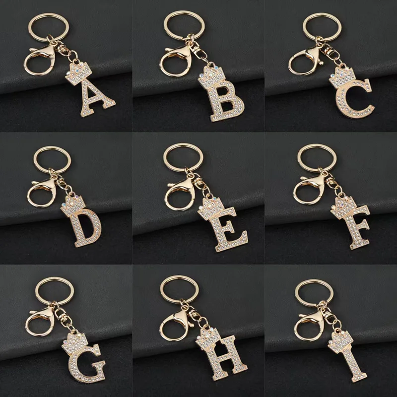 Exquisiter 26-Buchstaben-Schlüsselanhänger, Unisex, Kristallperlen, O-förmige Schnalle, Anhänger, Handtasche, Schlüsseldekoration, Paar, Freund, Schlüsselanhänger