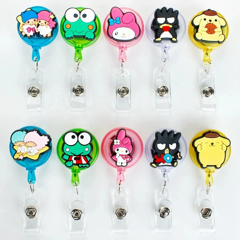 Cute My Melody Pompompurin ID Card Holder Scalable Toggle Clip Employee Card Doctor Nurse Chest Card Student Bus Card Holder