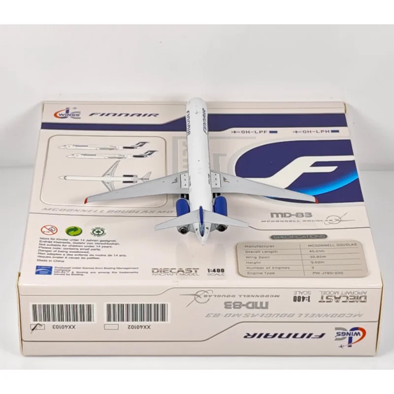 JC Wings Diecast 1/400 Finnair MD-83 OH-LPH Model Samolotu ze Stopu Metalu, Kolekcja Ozdób