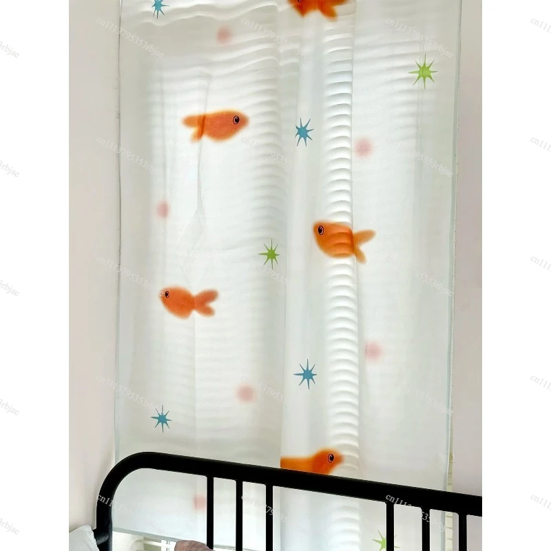 Ins Pink Goldfish Curtain Semi-Privacy Background Decoration Dreamy Girl Bedroom Bay Window Decor Wall Hanging Door Partition