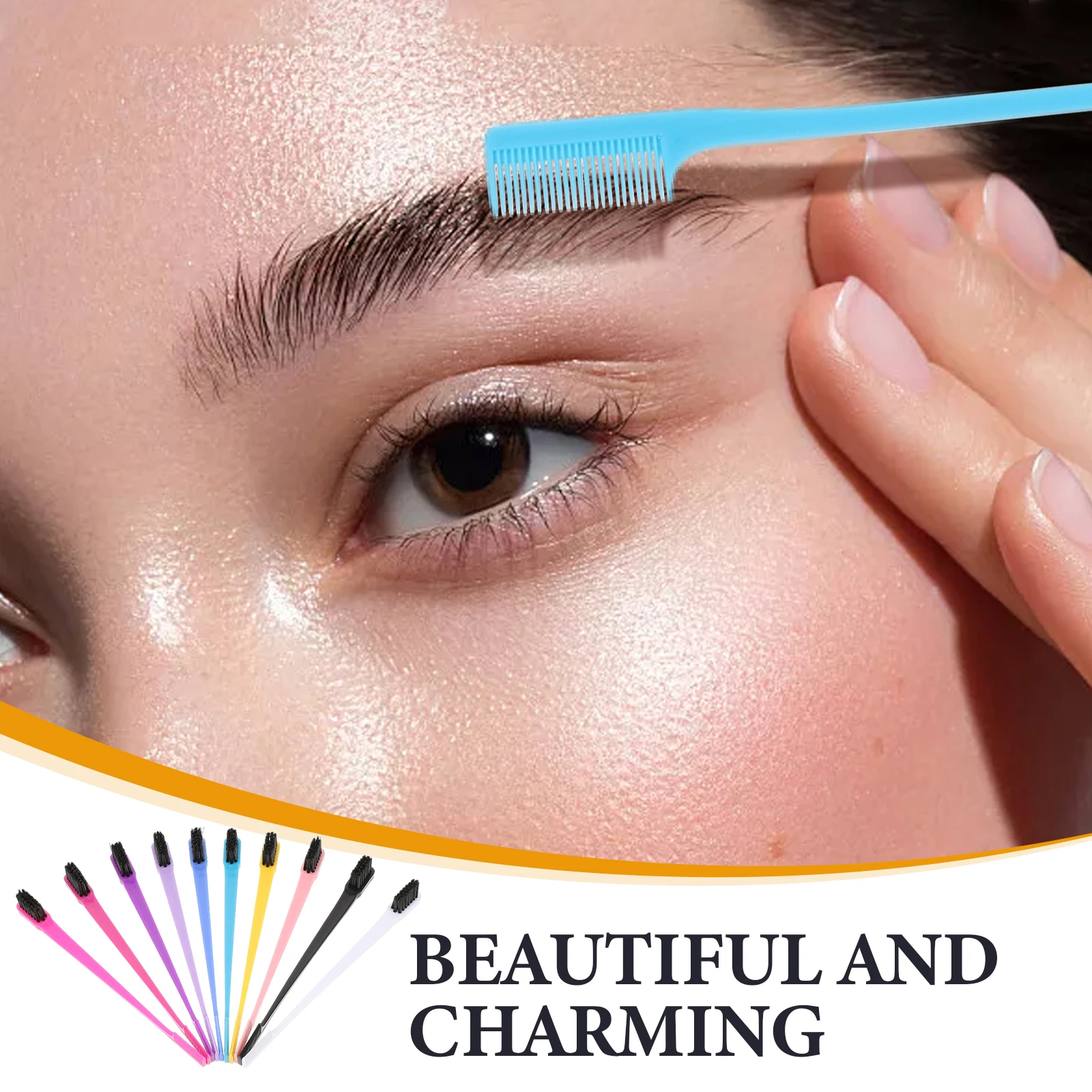 10Pcs Eyebrow Brush Comb Set Dual Tip Multiuse Brow Hairline Grooming Tool Eyelash Brush Mascara Comb Makeup Accessory