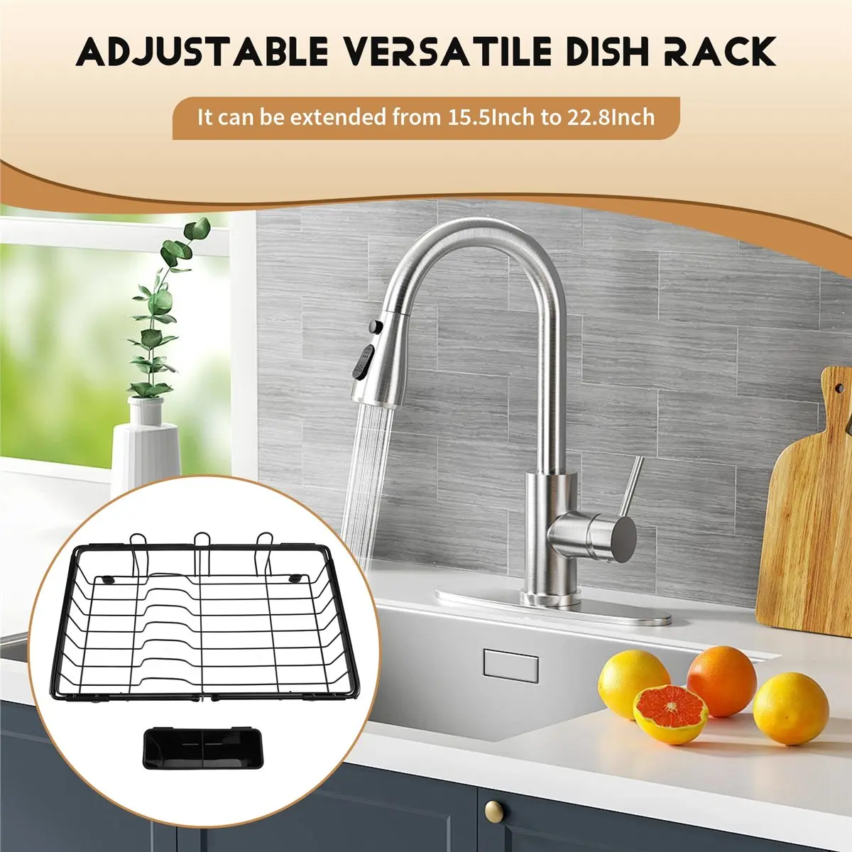 

1-секционная сушилка для посуды в раковине, расширяемые сушилки для посуды из нержавеющей стали для кухонной стойки, столешница, полка для посуды