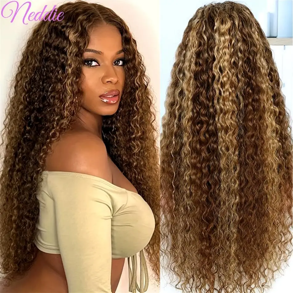 HD Lace Frontal wig 13x6 Transparent Highlight Curly 100% Human Hair 30 40 Inch Deep Wave Brazilian Wigs For Women Choice