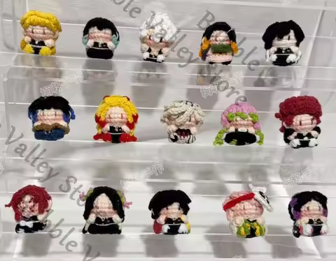 Demon Slayer Anime Douma Akaza Tokitou Rengoku Kyoujurou Sanemi Cosplay Cartoon Hand-knitted Maumet Pendant Keychain Xmas Gift