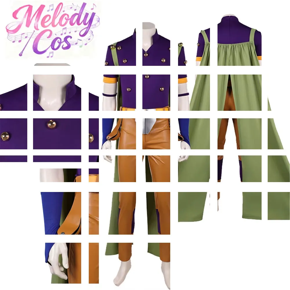 

Adult Men Gyro Zeppdli Cosplay Costume Anime JoJo Roleplay Top Pants Cloak Set Halloween Carnival Dress Up Party Disguise Suits
