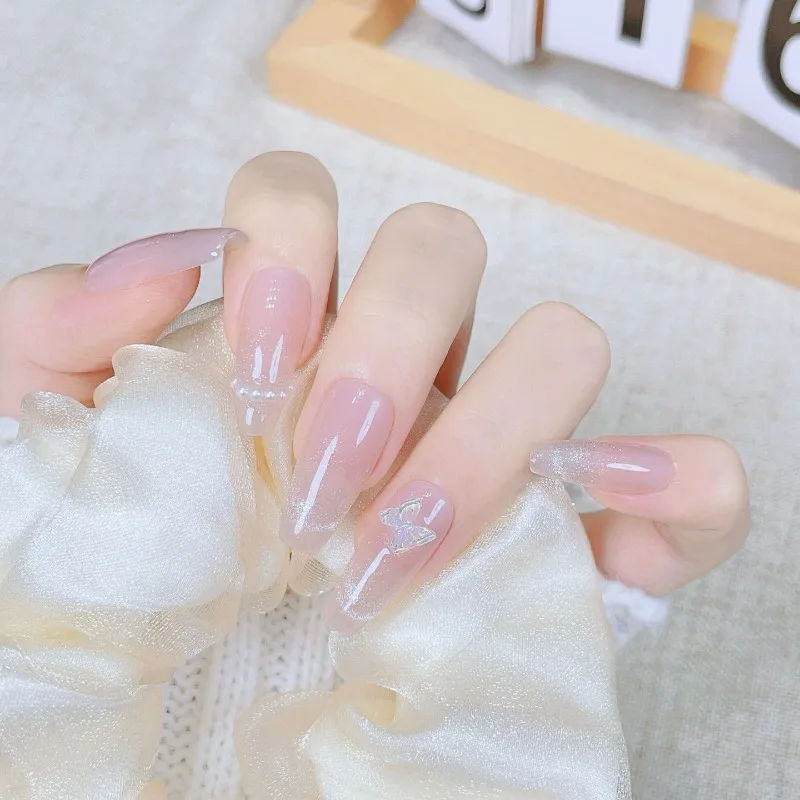 

10pcs Handmade Realistic Nail Tips Korean Spring Cat Eye Nails Press on Short 3d Butterfly Fake Nails Artificial Finger Nails