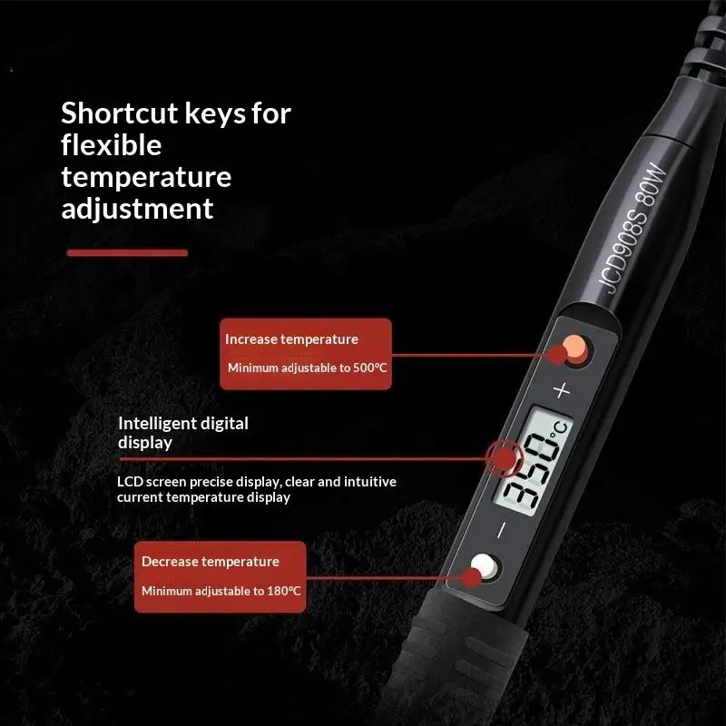 Digital Adjustable Temperature Soldering Iron Kit With 5 Replaceable Tips For DIY Electronics Repair Projects