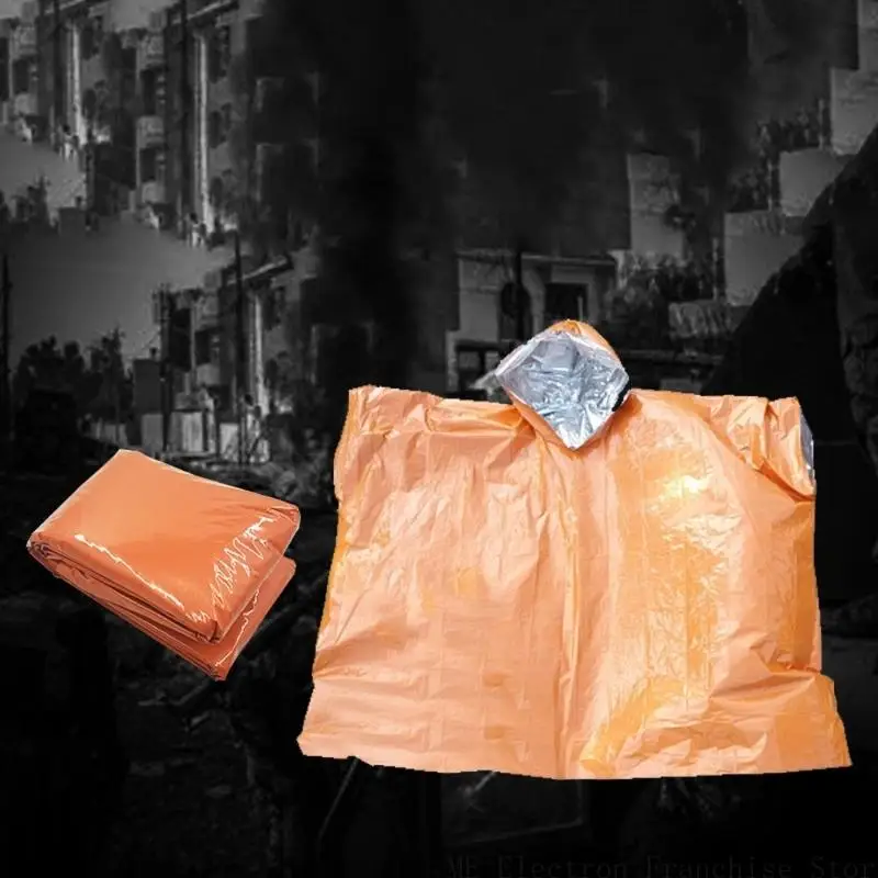 T5ea Thermal Emergencho Poncho à prova vento para camping e atividade ao ar livre