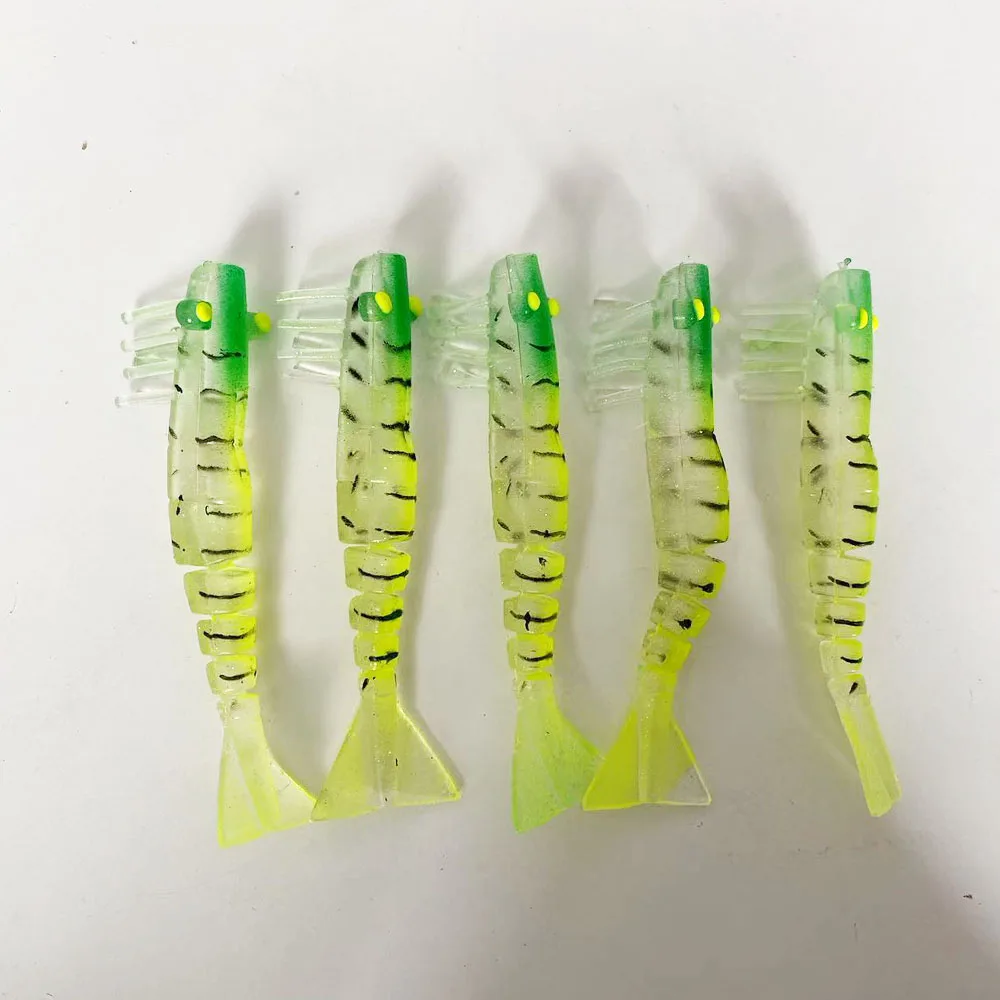 5 Stück Professioneller Mehrteiliger Garnelen-Köder 85-100mm - PVC-Weichköder für Süß- & Salzwasser - Bass/ Mandarinfisch/ Schnapper – Detail 7