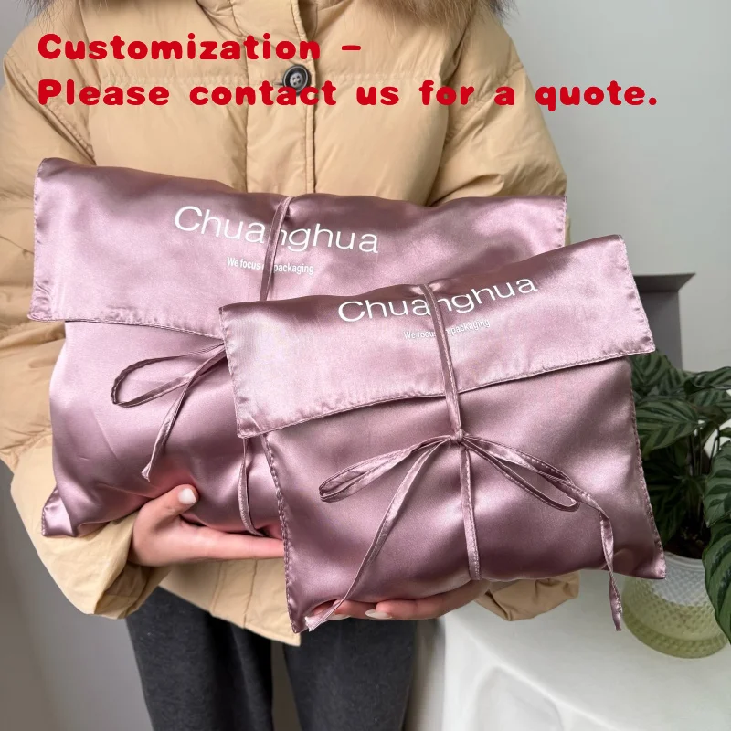 

custom.Customized Rose Soft Satin Envelope Bag with Screen Printed Dust Removal Hair and Jewelry